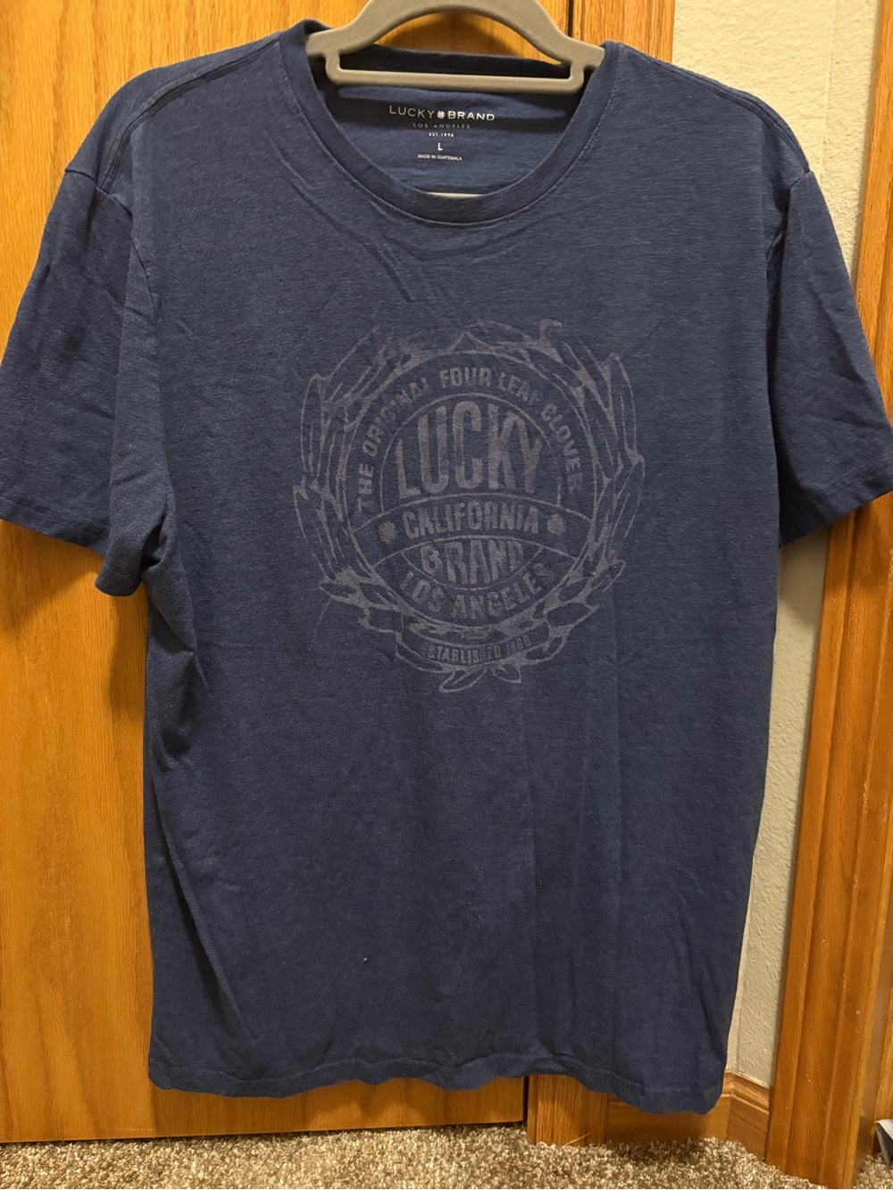 Lucky Brand Men's Dark Blue Graphic Crew Neck Tee